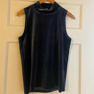 J crew blue velvet mock neck women’s sleeveless shirt.